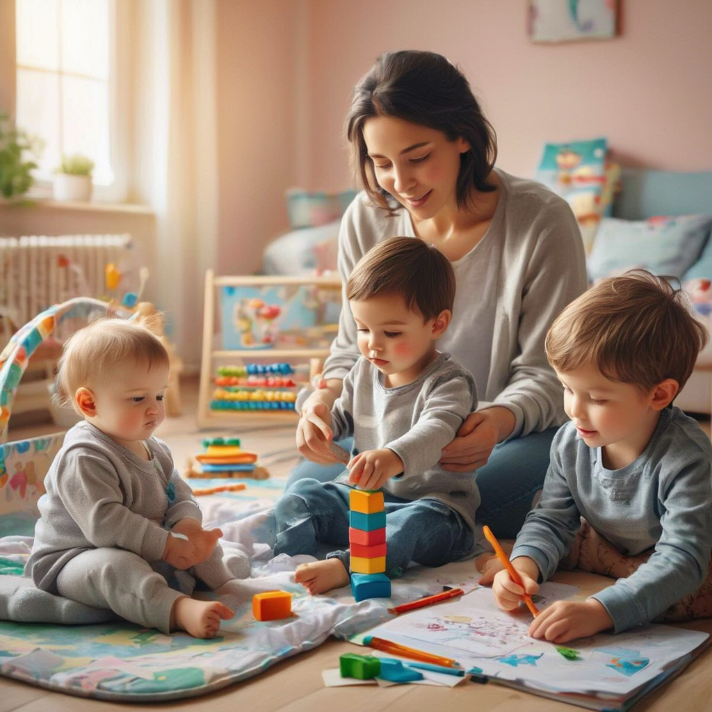 Criança em atividades de desenvolvimento infantil